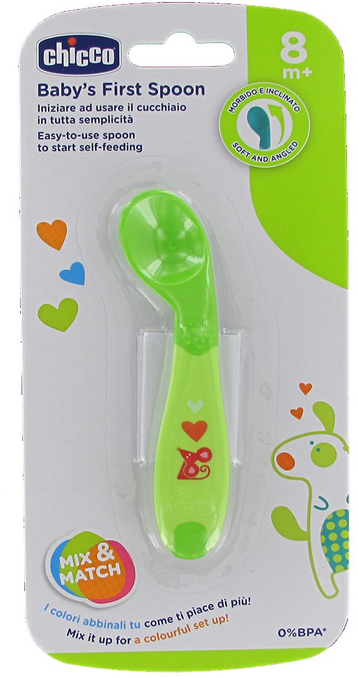 Κουταλι Chicco Σιλικονης Αρχης Baby's First Spoon 8mηνων+ Πρασινο
