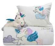 set koyberli maxilarothiki loytrino dream line embroidery das home 6463 krem roz unicorn 110x150cm photo