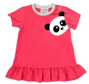 brefiko forema keen organic wwf baby dress panda kokkino photo