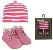 set brefiko mpotaki skoyfaki timberland crib bootie with hat tb09680r6611 roz pink photo