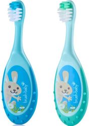 odontoboyrtsa brush baby kai masitiko 2 se 1 gia 0 3 eton galazio mple photo