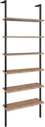 bibliothiki toixoy madison megapap metalliki melaminis xroma mayro pine oak 60 x 20 x 183 cm
