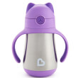 pagoyraki thermos anoxeidoto munchkin cool cat stainless straw cup 237ml purple photo