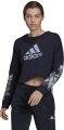 mployza adidas performance x farm rio print loose cropped fleece logo sweatshirt mple skoyro extra photo 2