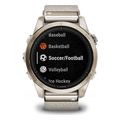 rolo garmin epix pro sapphire 42mm soft gold with cream heathered nylon extra photo 2