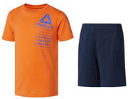 set reebok sport boy s tee and shorts set portokali mple skoyro photo