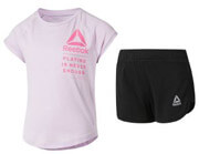 set reebok sport girl s tee and shorts set lila mayro photo