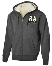 zaketa russell athletic zip through sherpa lined hoody anthraki m photo