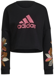 mployza adidas performance adidas x farm rio print loose cropped fleece logo sweatshirt mayri photo