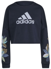 mployza adidas performance x farm rio print loose cropped fleece logo sweatshirt mple skoyro photo