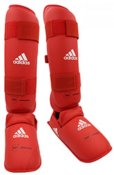 epikalamides karate adidas shin guard with removable instep wkf approved 66135 kokkines l photo