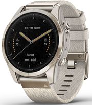 rolo garmin epix pro sapphire 42mm soft gold with cream heathered nylon photo