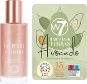 shimmer body oil w7 way of life be luminous 60ml hair mask w7 turban avocado 40gr