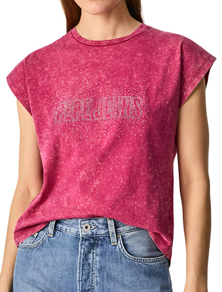 Bon Logo Pl505141 - Σκουρο Early Pepe T-shirt Γυναικα-t-shirts Ροζ Jeans (l)