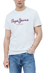 t shirt pepe jeans duncan overlapping letters pm507799 krem photo