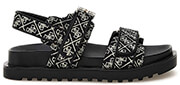 Guess Fabelis FL6FBSFAL03BLKPL Sandali Donna, Tomaia In Lino E Cotone, Suola In Gomma, Stagione Primavera-Estate