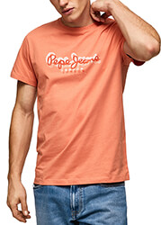 t shirt pepe jeans richme logo print pm508697 portokali m photo