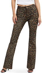 panteloni guess sexy flare w3ya0ld52k1 leopard kafe 30 34 photo