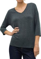 poylober vero moda vmbrianna 3 4 v neck 10291351 prasino melanze l photo