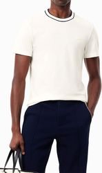 t shirt lacoste pique stripe collar th8174 70v off white m photo