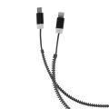 forever 2in1 usb zipper cable with micro usb lightning for apple iphone 5 6 black extra photo 1