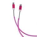 forever 2in1 usb zipper cable with micro usb lightning for apple iphone 5 6 pink extra photo 1