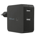 trust 19158 12w wall charger with 2 usb ports black universal extra photo 1