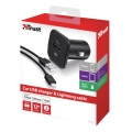 trust 20233 12w car usb charger with apple lightning cable black universal extra photo 3