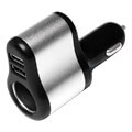 logilink pa0131 3 in 1 usb car charger 2x usb 5v 21a 1x lighter black silver extra photo 1