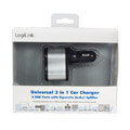 logilink pa0131 3 in 1 usb car charger 2x usb 5v 21a 1x lighter black silver extra photo 4