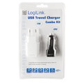 logilink pa0109 usb travel charger combo kit 220v 12v ac 5v 1a car 5v 12a extra photo 1