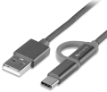 4smarts micro usb usb type c cable combo cord 1m fabric grey extra photo 1