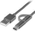 4smarts micro usb usb type c cable combo cord 2m fabric grey extra photo 1
