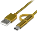 4smarts micro usb usb type c cable combo cord 1m fabric gold extra photo 1