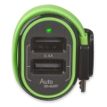 4smarts car charger multiport with micro usb cable dual usb 17w black green extra photo 1