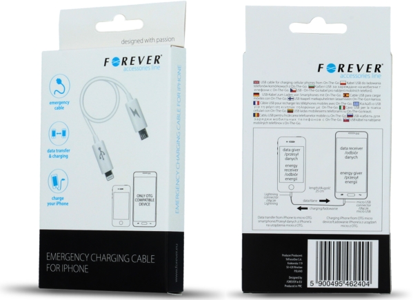 forever emergency otg charging cable for lightning smartphones extra photo 1