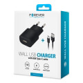 forever tc 01 wall charger usb 1a cable type c black extra photo 1