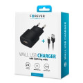 forever tc 01 wall charger usb 2a cable for iphone 8 pin black extra photo 2