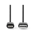 nedis ccgp39300bk20 sync and charge cable apple lightning 8 pin male usb a male 2m black extra photo 1