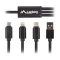 lanberg combo cable usb am micro bm lightningm usb cm 20 18m black extra photo 1