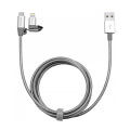 verbatim 48869 2 in 1 lightning micro b usb stainless steel sync charge cable 1m silver extra photo 1