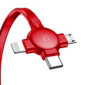 baseus cable little octopus 3in1 lightning 8 pin micro type c 3a red extra photo 1