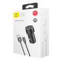 baseus universal car charger small screw with cable lightning 8 pin 34a black extra photo 4