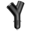 baseus universal car charger y type 2x usb cigarette lighter extended black extra photo 1