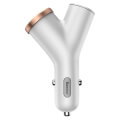 baseus universal car charger y type 2x usb cigarette lighter extended white extra photo 2