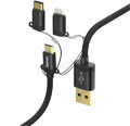 hama 183348 3 in 1 alu micro usb cable adapter for usb type c lightning 1m black extra photo 1