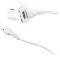 hoco car charger universe double port qc30 with cable micro z31 white extra photo 1