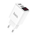 hoco travel charger c63a victoria dual port charger with digital display eu white extra photo 1