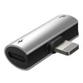 baseus adapter hf from working with apple lightning to 2x apple lightning silver black extra photo 2