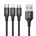 baseus rapid series 3 in 1 cable micro usb lightning type c 3a 12m black extra photo 1